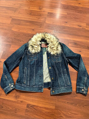 Y2K Lauren Ralph Lauren denim jacket Denim with fur Jacket with